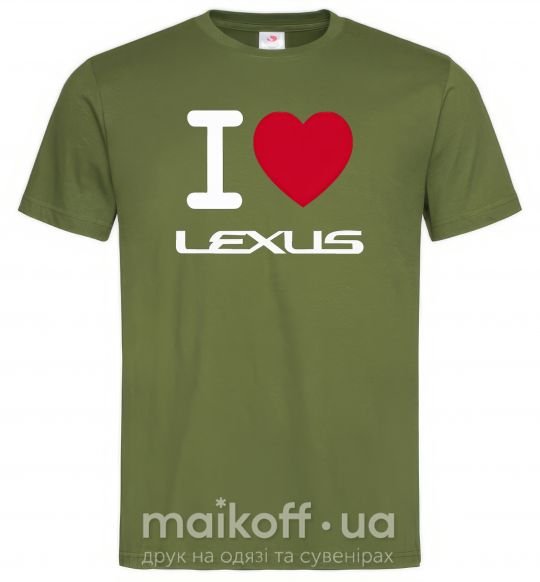 Мужская футболка I Love Lexus Оливковый фото