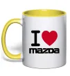 Чашка з кольоровою ручкою I Love Mazda Сонячно жовтий фото