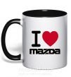 Чашка с цветной ручкой I Love Mazda Черный фото