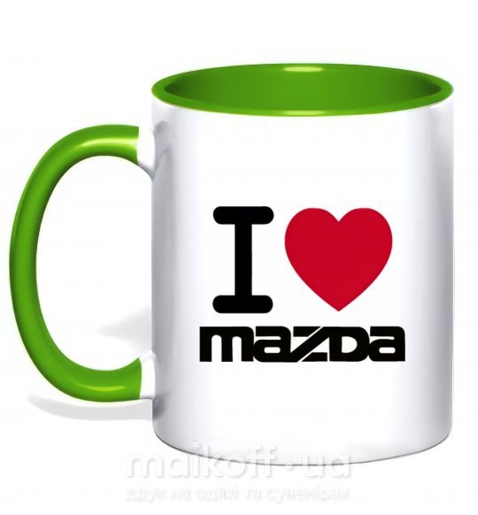 Чашка с цветной ручкой I Love Mazda Зеленый фото