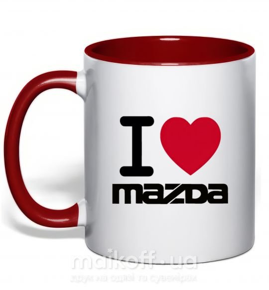 Чашка с цветной ручкой I Love Mazda Красный фото