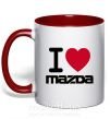 Чашка з кольоровою ручкою I Love Mazda Червоний фото