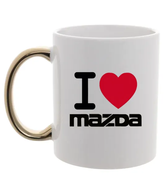 Чашка з кольоровою ручкою I Love Mazda Золото фото