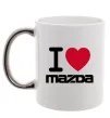 Чашка з кольоровою ручкою I Love Mazda Срібло фото