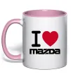 Чашка з кольоровою ручкою I Love Mazda Ніжно рожевий фото