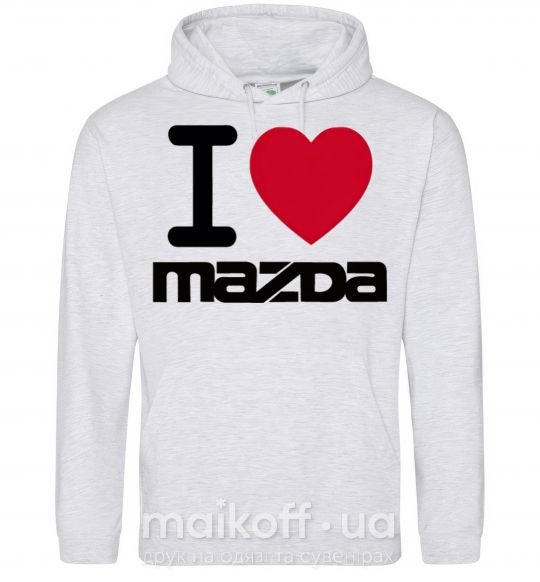 Чоловіча толстовка (худі) I Love Mazda Сірий меланж фото