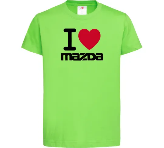 Дитяча футболка I Love Mazda Лаймовий фото