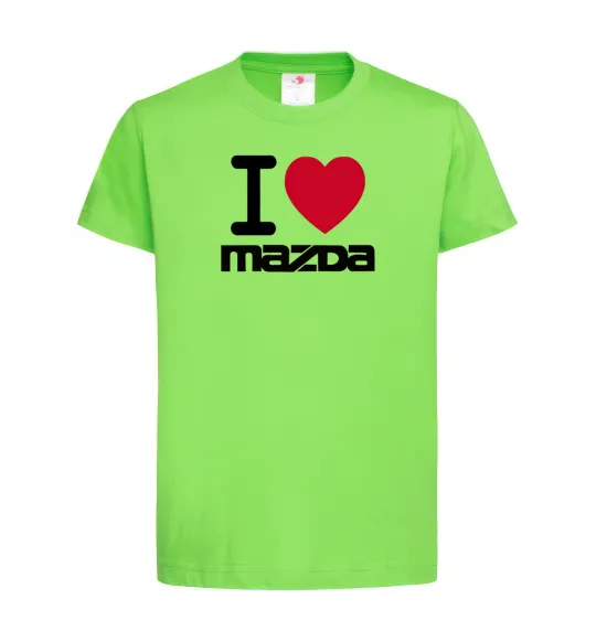 Дитяча футболка I Love Mazda Лаймовий фото