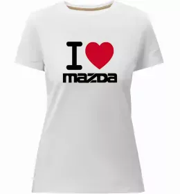 Женская премиум футболка Mazda logo та назва Белый фото