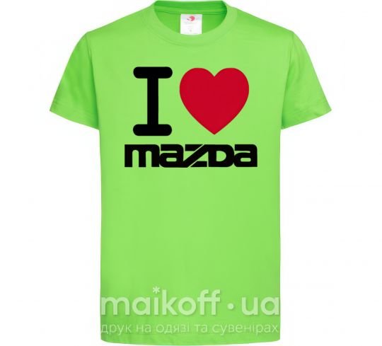 Детская футболка I Love Mazda Лаймовый фото