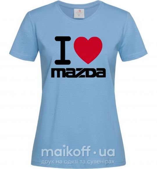 Жіноча футболка I Love Mazda Блакитний фото
