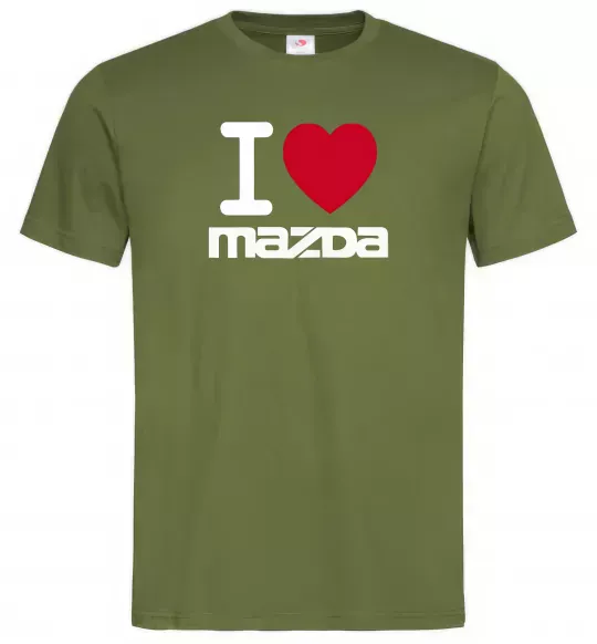 Мужская футболка I Love Mazda Оливковый фото