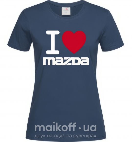 Жіноча футболка I Love Mazda Темно-синій фото