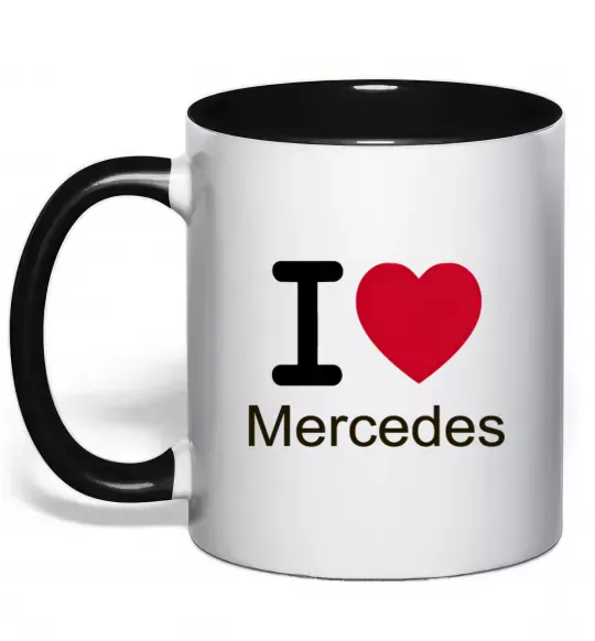 Чашка с цветной ручкой I Love Mercedes Черный фото