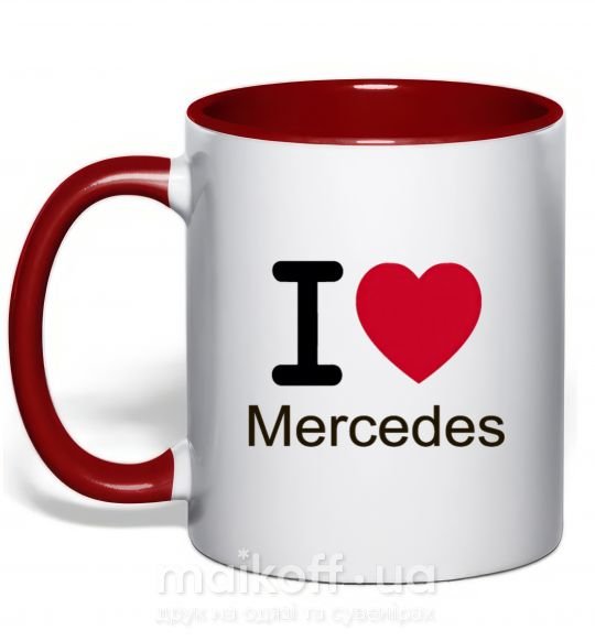 Чашка с цветной ручкой I Love Mercedes Красный фото
