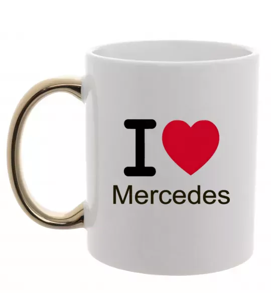 Чашка с цветной ручкой I Love Mercedes Золото фото