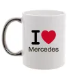 Чашка с цветной ручкой I Love Mercedes Серебро фото