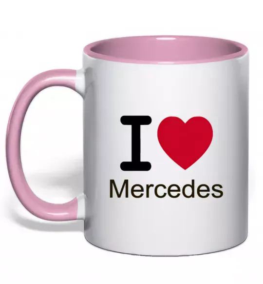 Чашка с цветной ручкой I Love Mercedes Нежно розовый фото