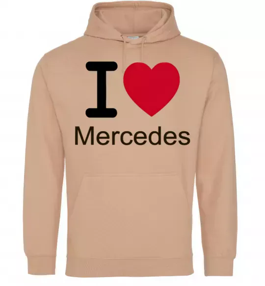 Мужская толстовка (худи) I Love Mercedes Песочный фото