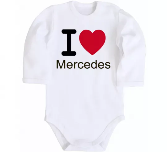 Дитячий бодік I Love Mercedes Білий фото