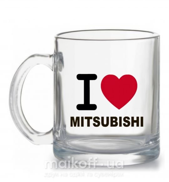 Чашка стеклянная I Love Mitsubishi Прозрачный фото
