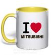 Чашка с цветной ручкой I Love Mitsubishi Солнечно желтый фото