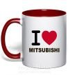 Чашка з кольоровою ручкою I Love Mitsubishi Червоний фото