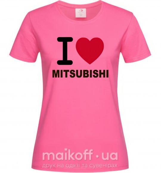 Жіноча футболка I Love Mitsubishi Яскраво-рожевий фото