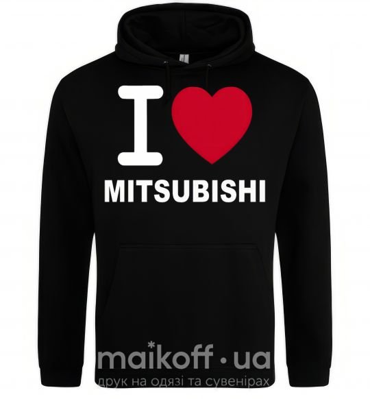 Мужская толстовка (худи) I Love Mitsubishi Черный фото