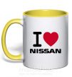 Чашка з кольоровою ручкою I Love Nissan Сонячно жовтий фото
