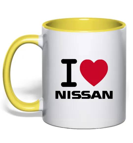 Чашка з кольоровою ручкою I Love Nissan Лимонний фото