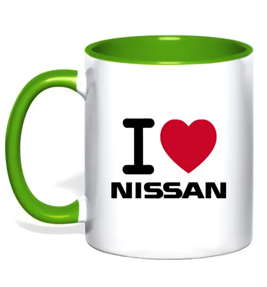 Чашка з кольоровою ручкою I Love Nissan Лаймовий фото