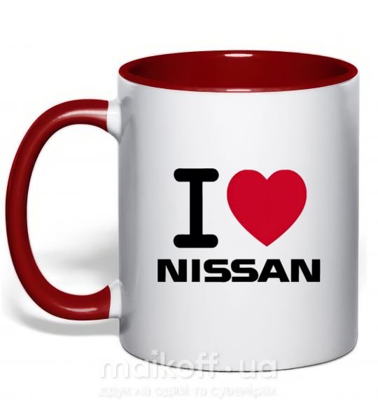 Чашка з кольоровою ручкою I Love Nissan Червоний фото