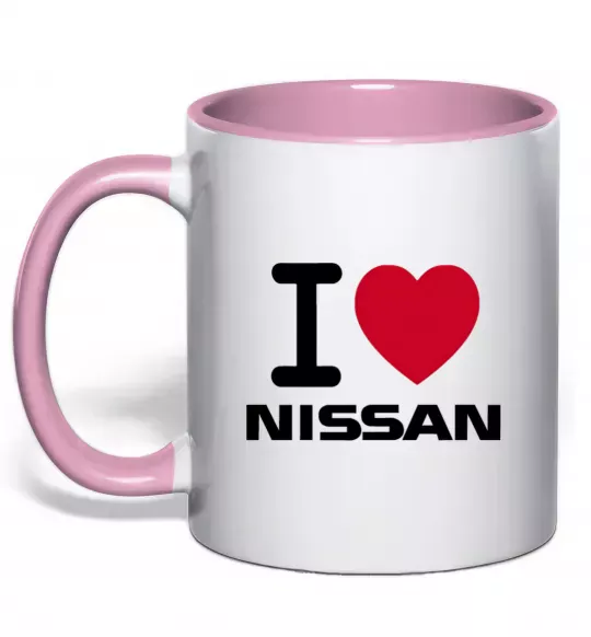 Чашка с цветной ручкой I Love Nissan Нежно розовый фото