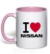 Чашка з кольоровою ручкою I Love Nissan Ніжно рожевий фото