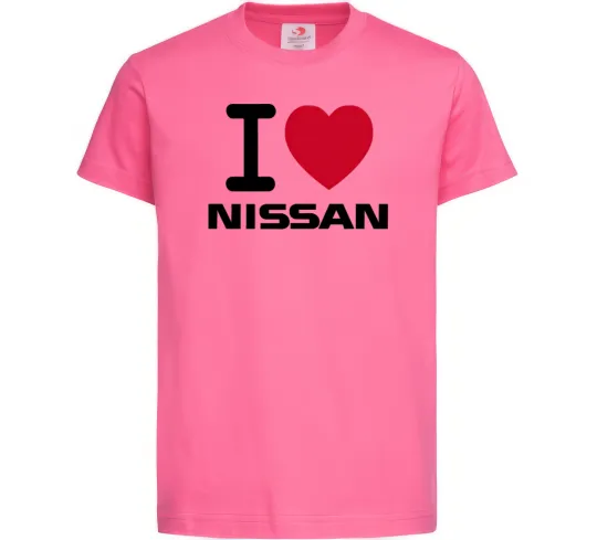 Детская футболка I Love Nissan Ярко-розовый фото