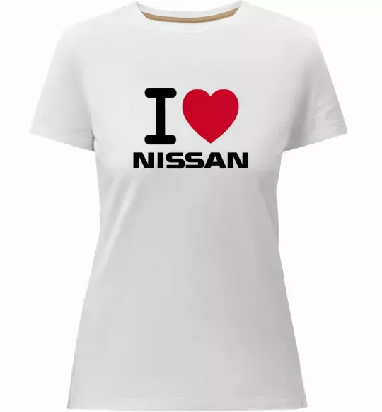Женская премиум футболка I Love Nissan Белый фото