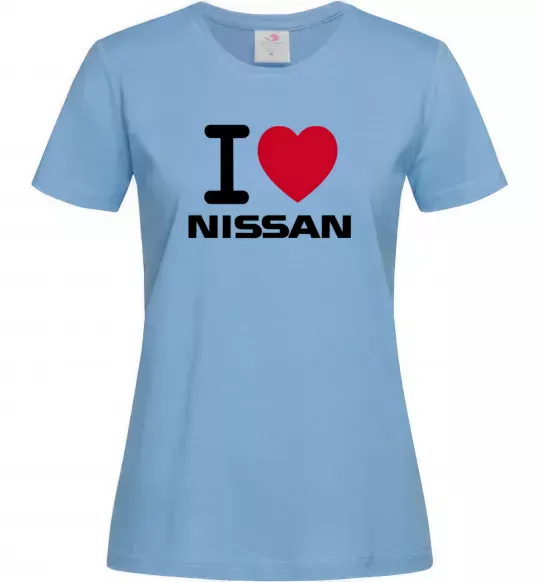 Жіноча футболка I Love Nissan Блакитний фото