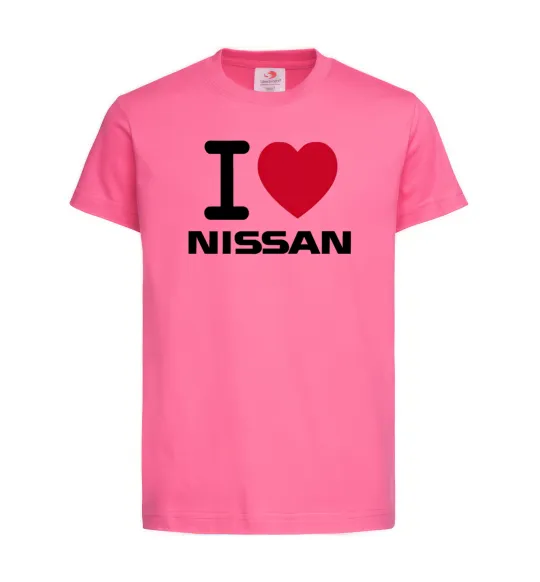 Детская футболка I Love Nissan Ярко-розовый фото