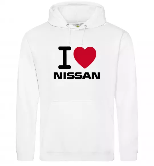 Чоловіча толстовка (худі) I Love Nissan Білий фото