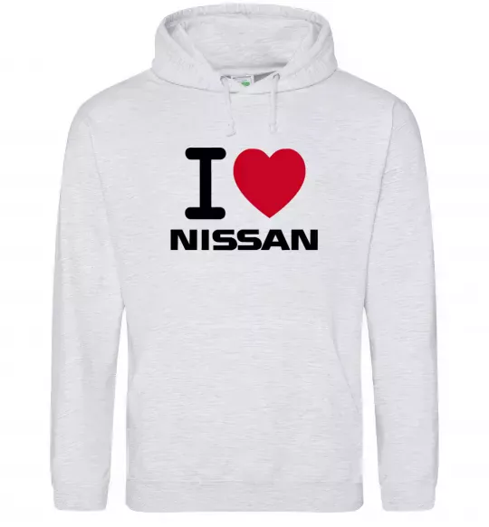 Чоловіча толстовка (худі) I Love Nissan Сірий меланж фото