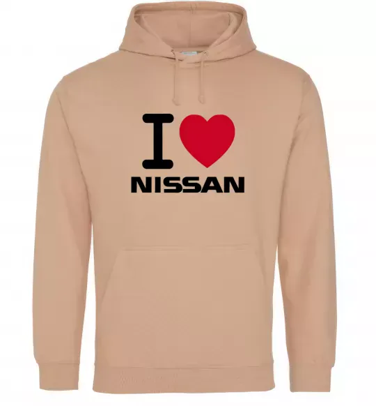 Чоловіча толстовка (худі) I Love Nissan Пісочний фото