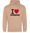 Чоловіча толстовка (худі) I Love Nissan Пісочний фото
