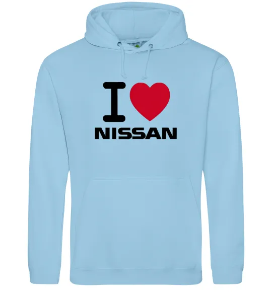 Жіноча толстовка (худі) I Love Nissan Блакитний фото