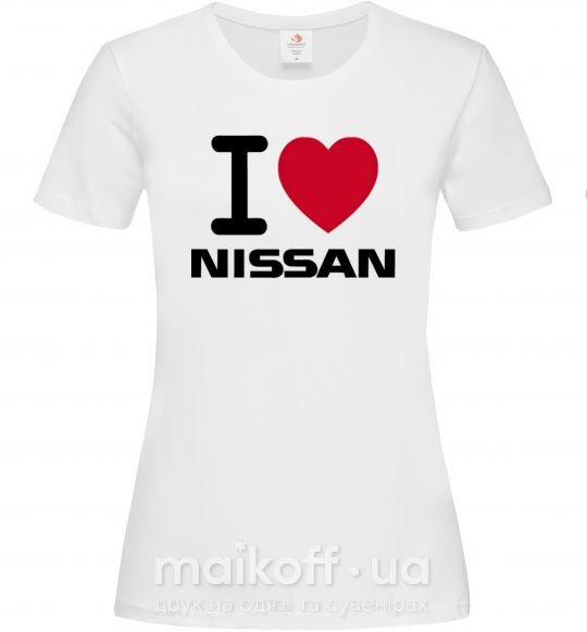 Женская футболка I Love Nissan Белый фото