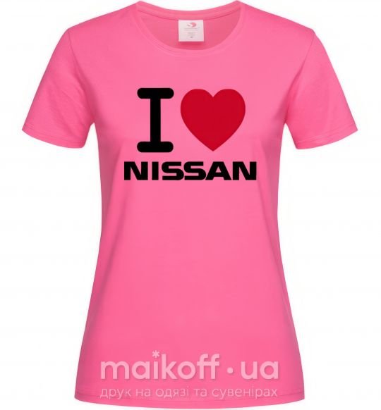 Жіноча футболка I Love Nissan Яскраво-рожевий фото