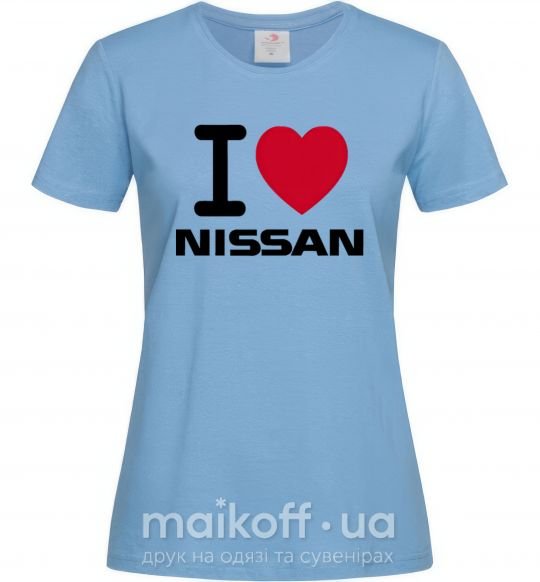 Жіноча футболка I Love Nissan Блакитний фото