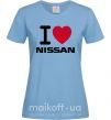 Жіноча футболка I Love Nissan Блакитний фото