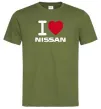 Мужская футболка I Love Nissan Оливковый фото