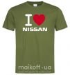 Мужская футболка I Love Nissan Оливковый фото